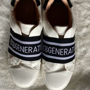 Preowned BCBGeneration White and Black Strap Sneakers